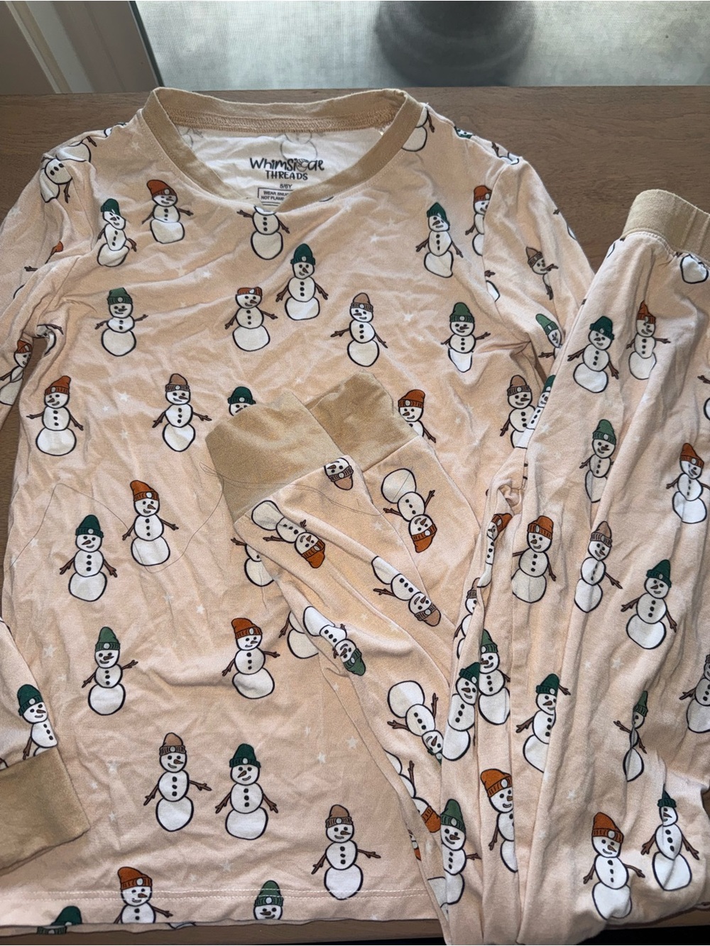 Whimsical Threads Snowman Bamboo Pjs Size 5/6